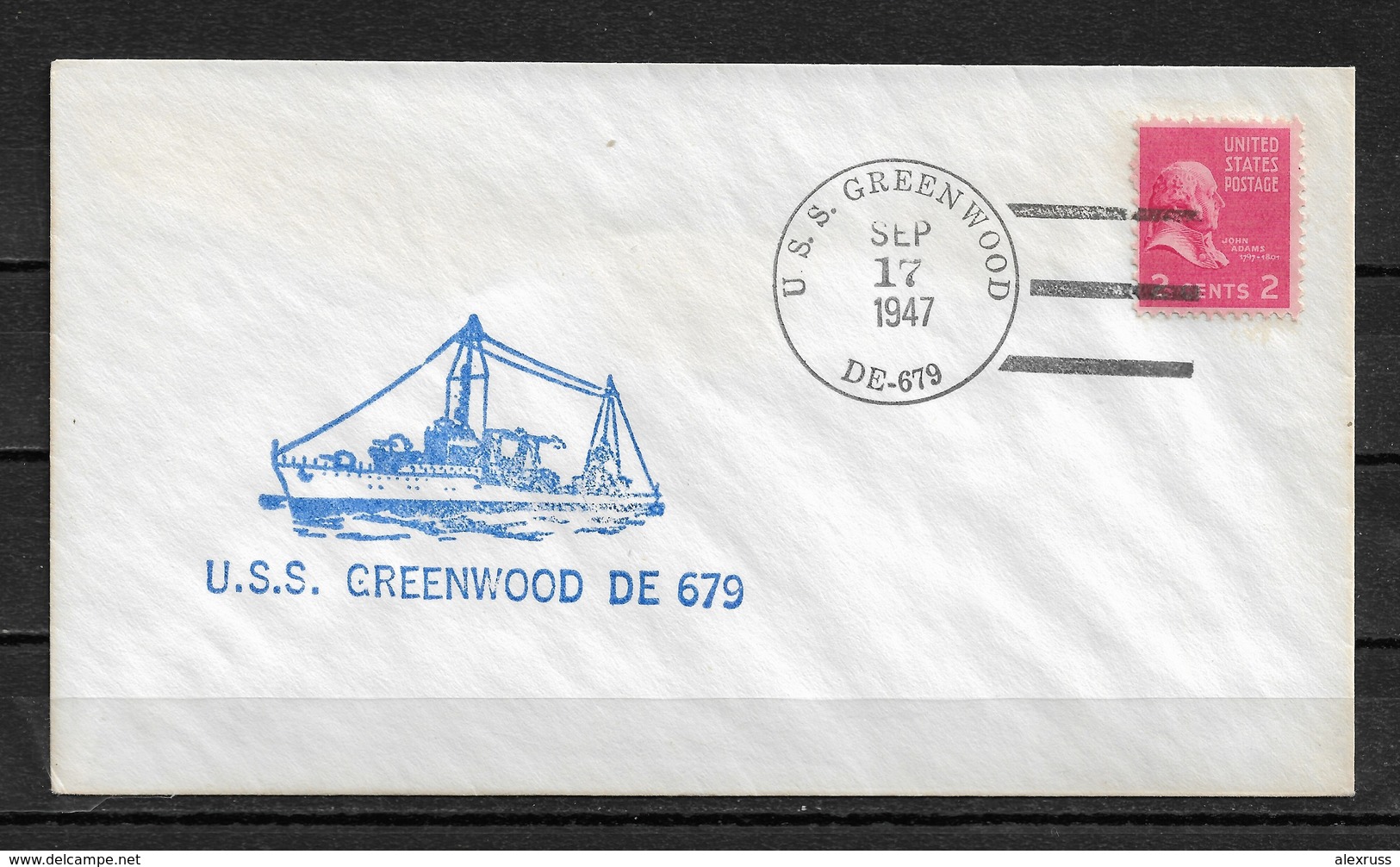 US NAVY 1947 Rare Cachet Naval Cover Warships, USS Greenwood, Ship Cancelled !! VF (RN-6) - Ships