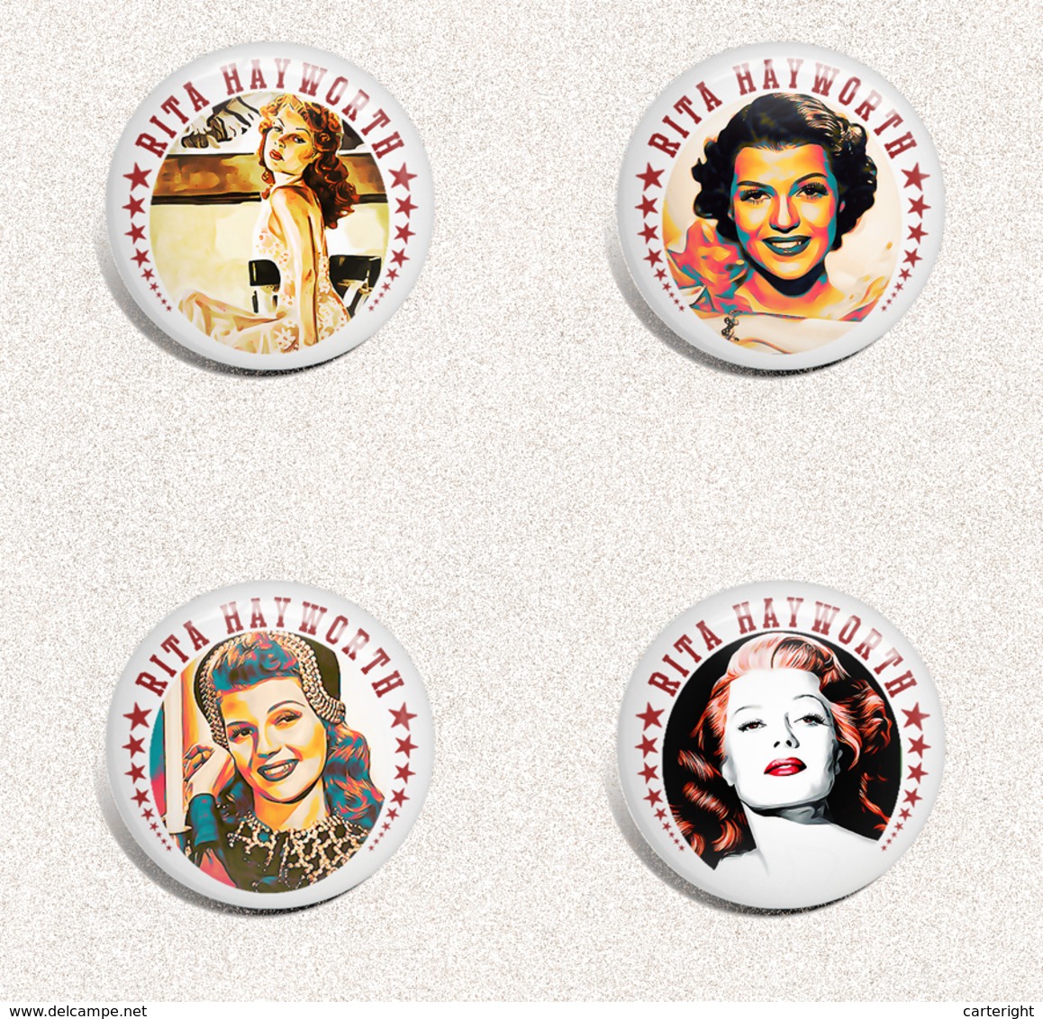 Rita Hayworth Movie Film Fan ART BADGE BUTTON PIN SET 1 (1inch/25mm Diameter) 35 X - Films