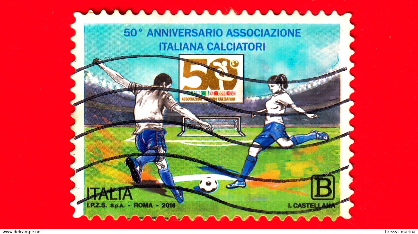 ITALIA - Usato - 2018 - 50 Anni  Dell'associazione Italiana Calciatori  - Calciatori - Football - B - 2011-20: Usati