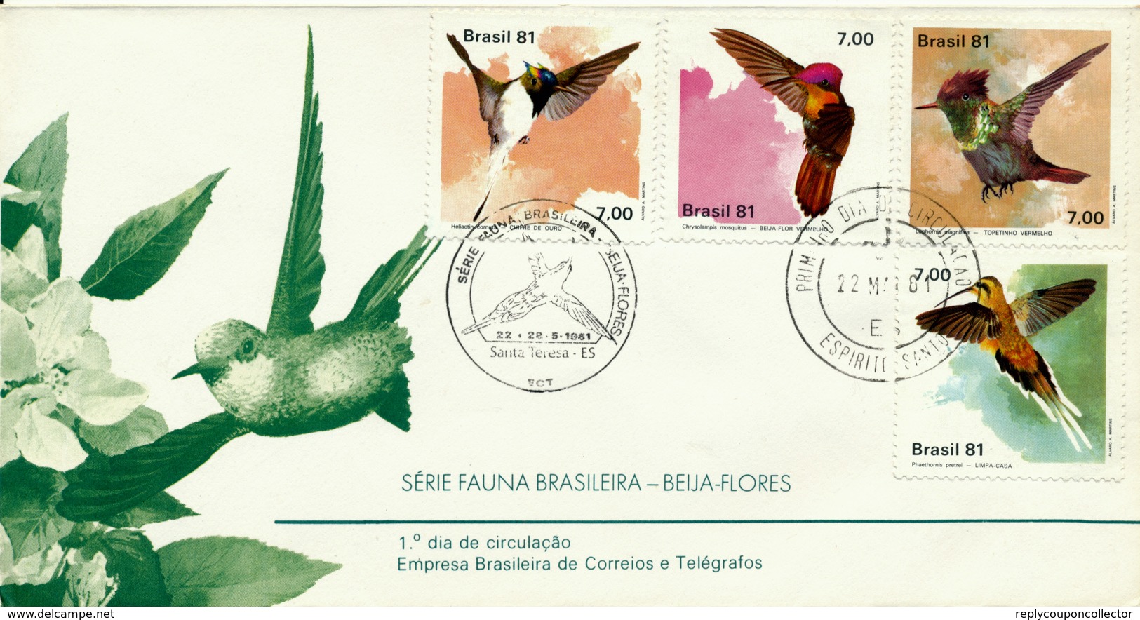 BRASIL / Brasilien - 22.5.81  FDC  , Vögel - Kolobris - Segler & Kolibris