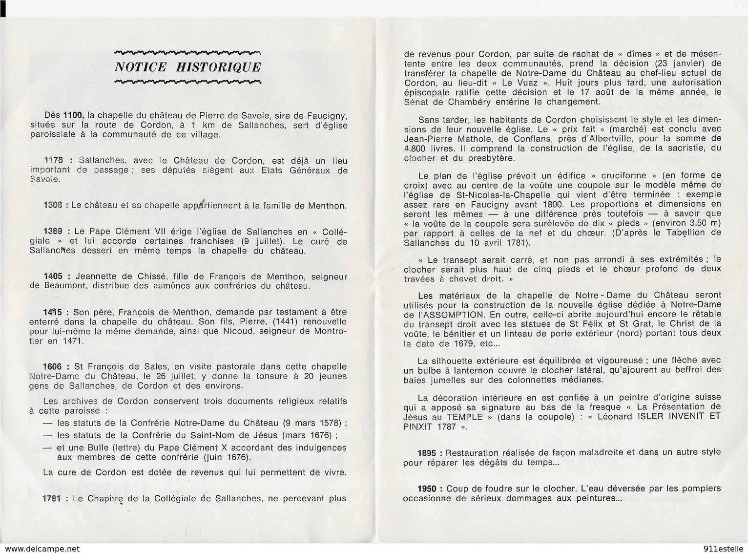 74  CORDON - Notre Dame De L'Assomption Dépliant Et 2 Cartes - Autres & Non Classés