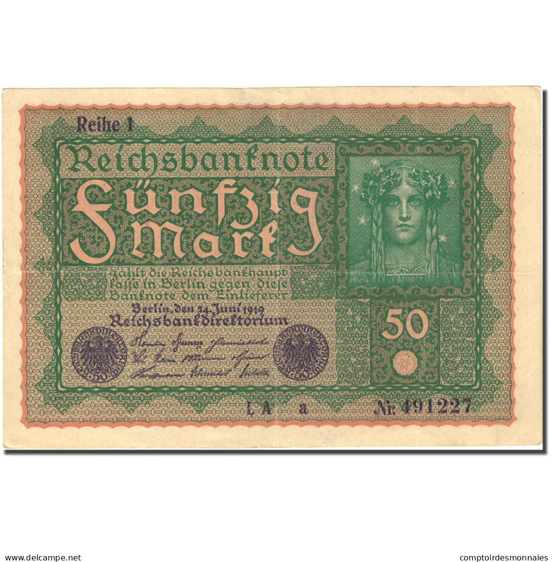 Billet, Allemagne, 50 Mark, 1915-1919, 1919-06-24, KM:66, SUP - 50 Mark