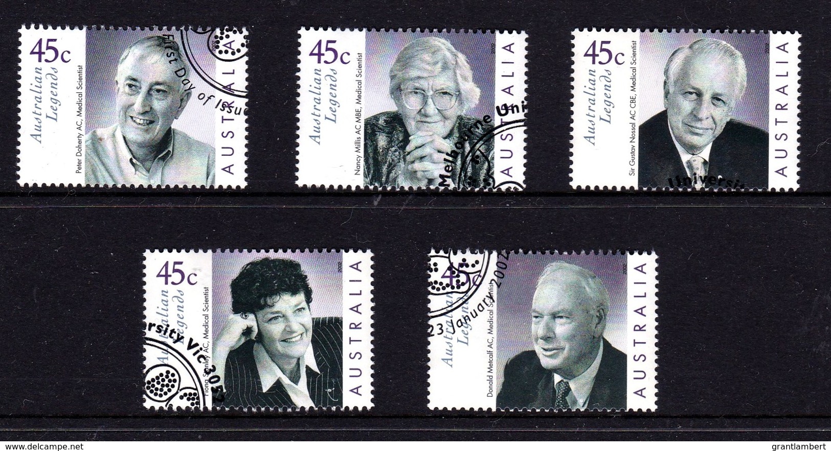 Australia 2002 Legends - Medical Scientists Set Of 5 Used - Used Stamps