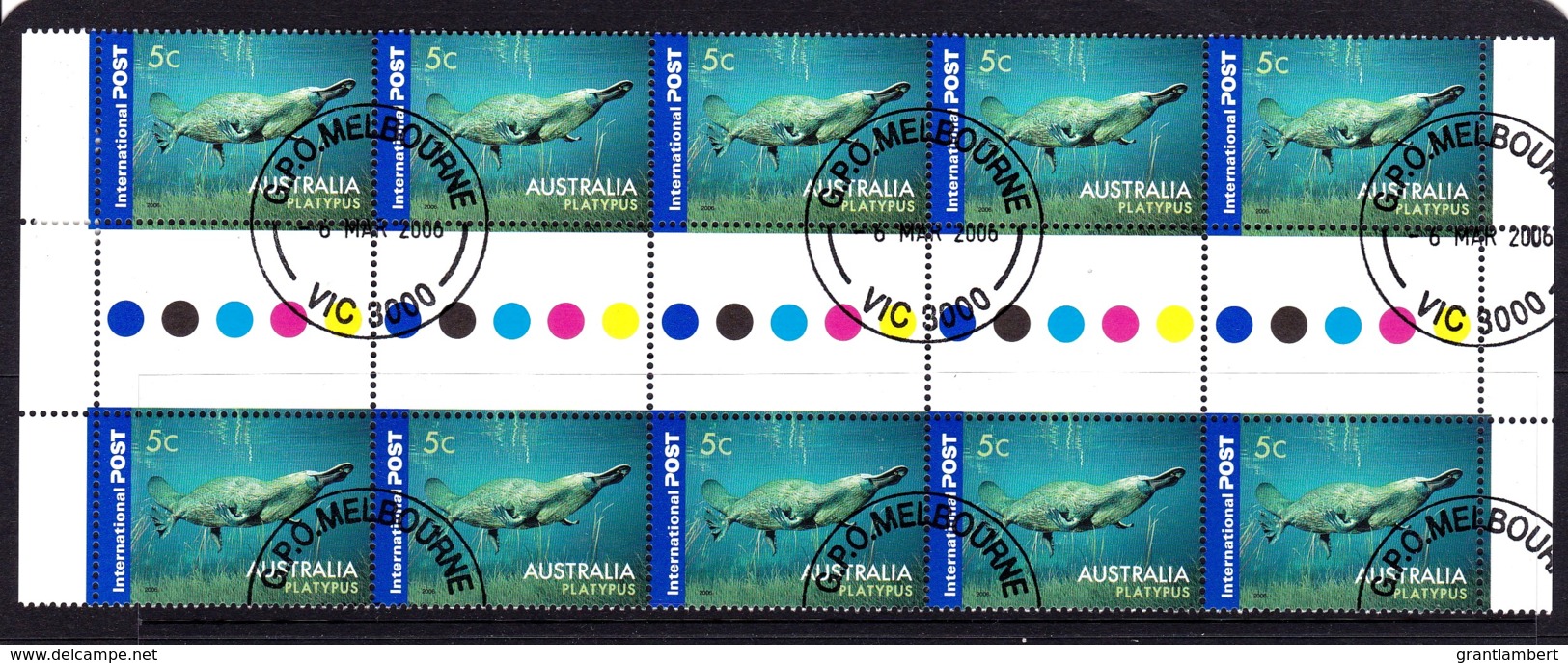 Australia 2006 Wildlife 5c Platypus Gutter Block Of 10 CTO - Used Stamps