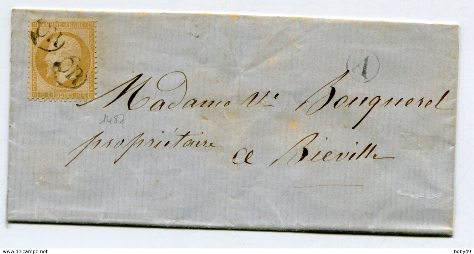 CALVADOS??? LSC Non Datée Pour BIEVILLE Avec N°21 Oblitéré OR + Boîte Rurale A - 1849-1876: Période Classique