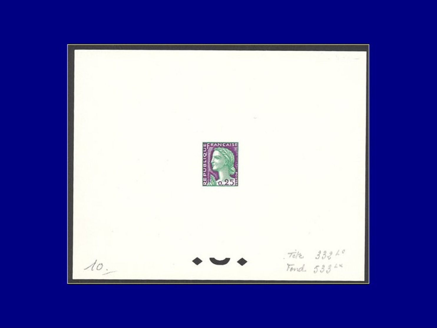 FRANCE Epreuves D'Artiste EPT - 1263, épreuve De Couleur (N° 10) En Violet  Et Vert, (tête 332 - Fond 533): 0.25 Decaris - Artist Proofs