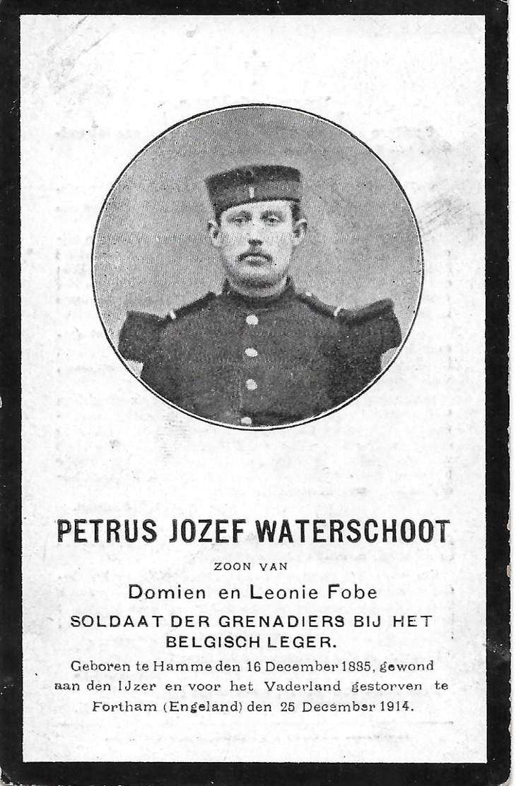 Waarschoot Petrus Jozef- ( Gesneuveld -hamme 1885 -fortham 1914) - Religion & Esotérisme