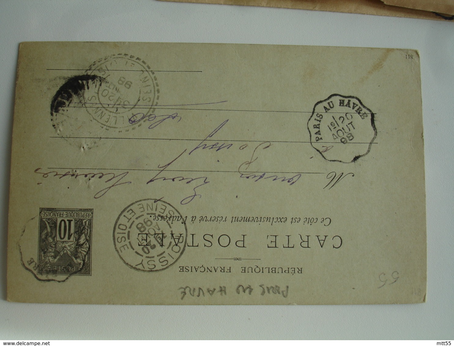 1898 Paris Au Havre Cachet Ambulant Convoyeur Ppste Ferroviaire Sur Lettre - Railway Post