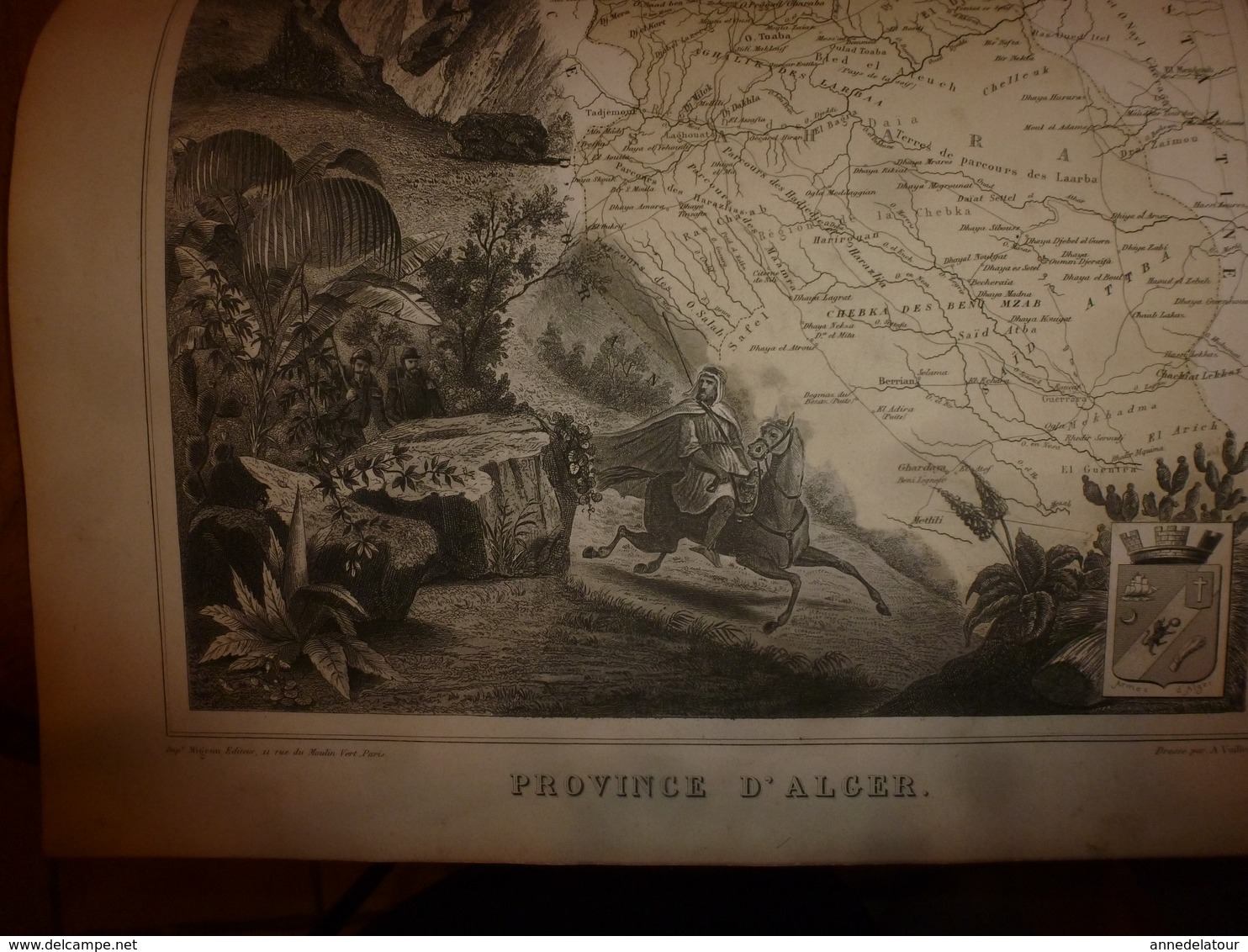 1880 : ALGER (Algérie)  --->Carte Géographique-Descriptive:grav.taille Douce-Migeon,géographe - Geographische Kaarten