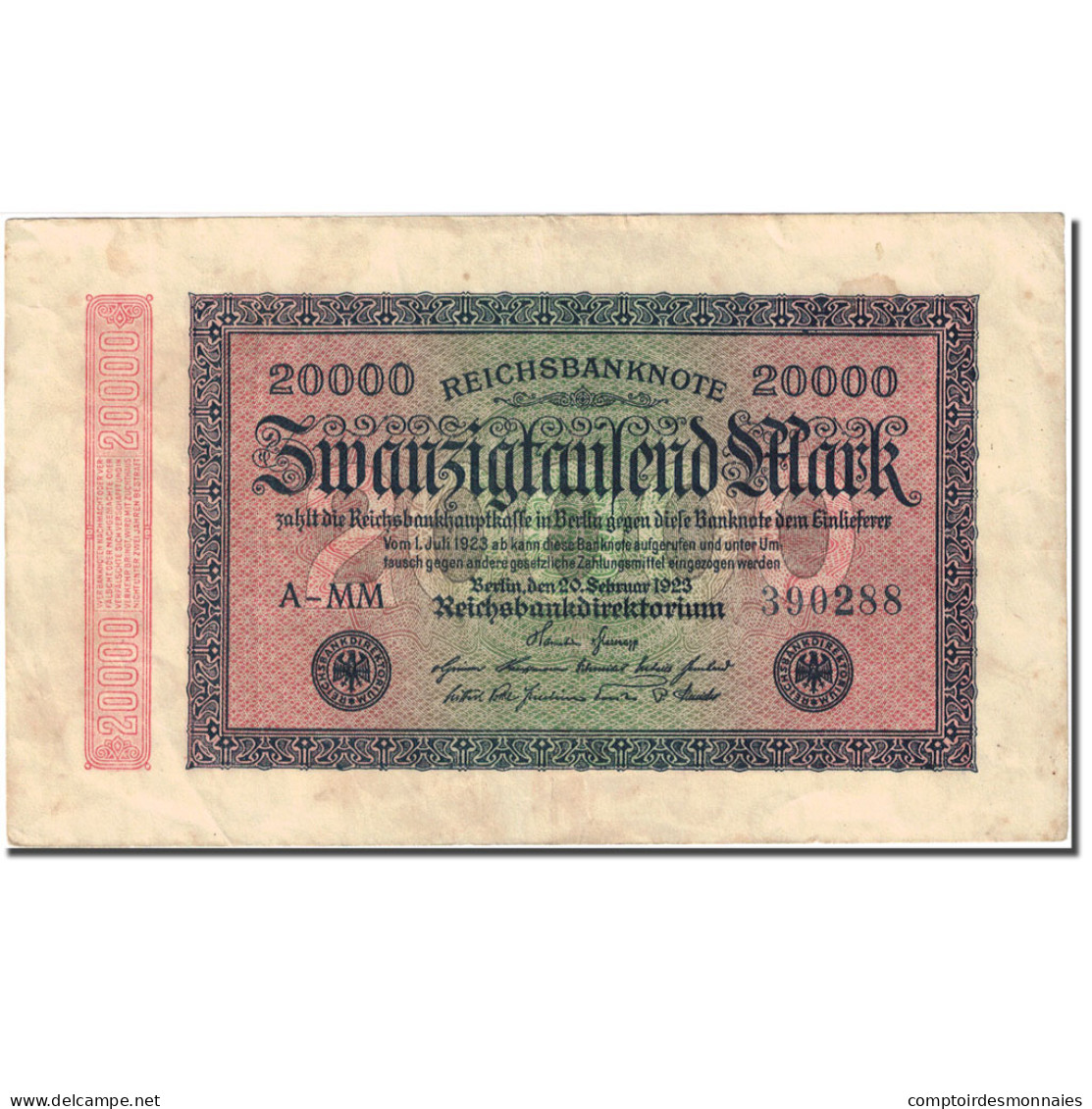 Billet, Allemagne, 20,000 Mark, 1923, 1923-02-20, KM:85a, TTB+ - 20000 Mark