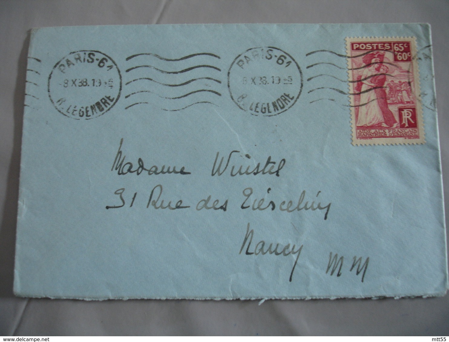 Yt 401  Comite Assistance Aux Francais Rapatries Espagne 65 Plus 60 C     Timbre Seul Sur Lettre - 1921-1960: Période Moderne