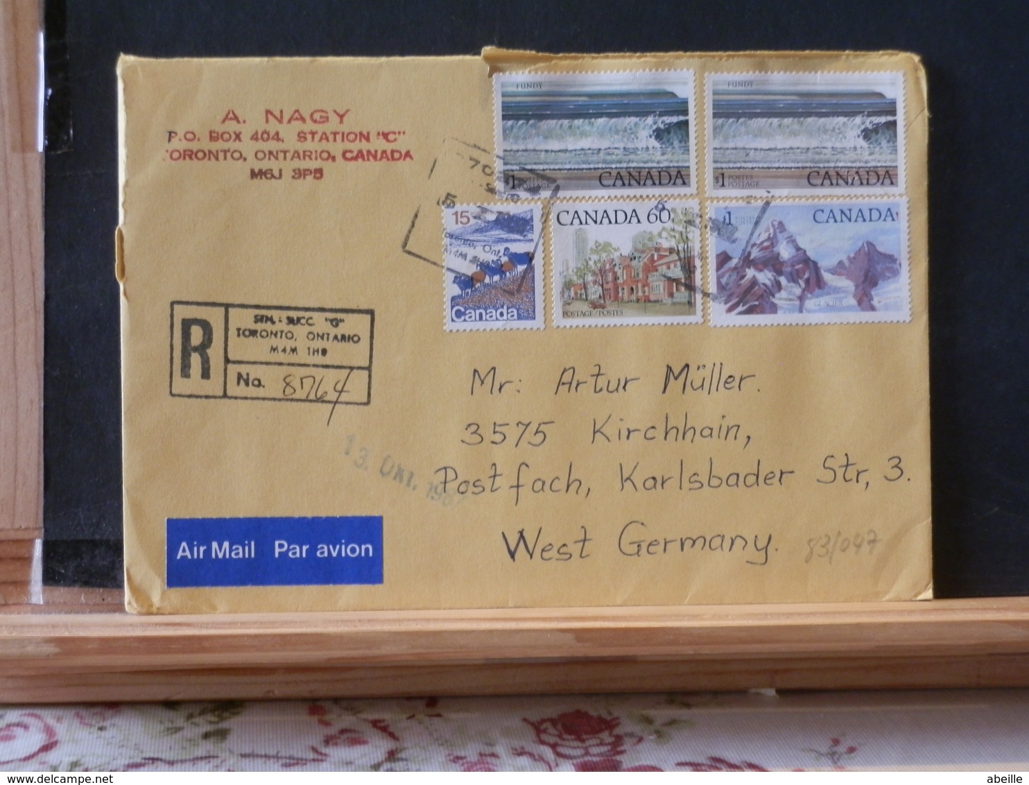 83/047 LETTRE  CANADA RECOMM.  1987 TO GERMANY - Storia Postale