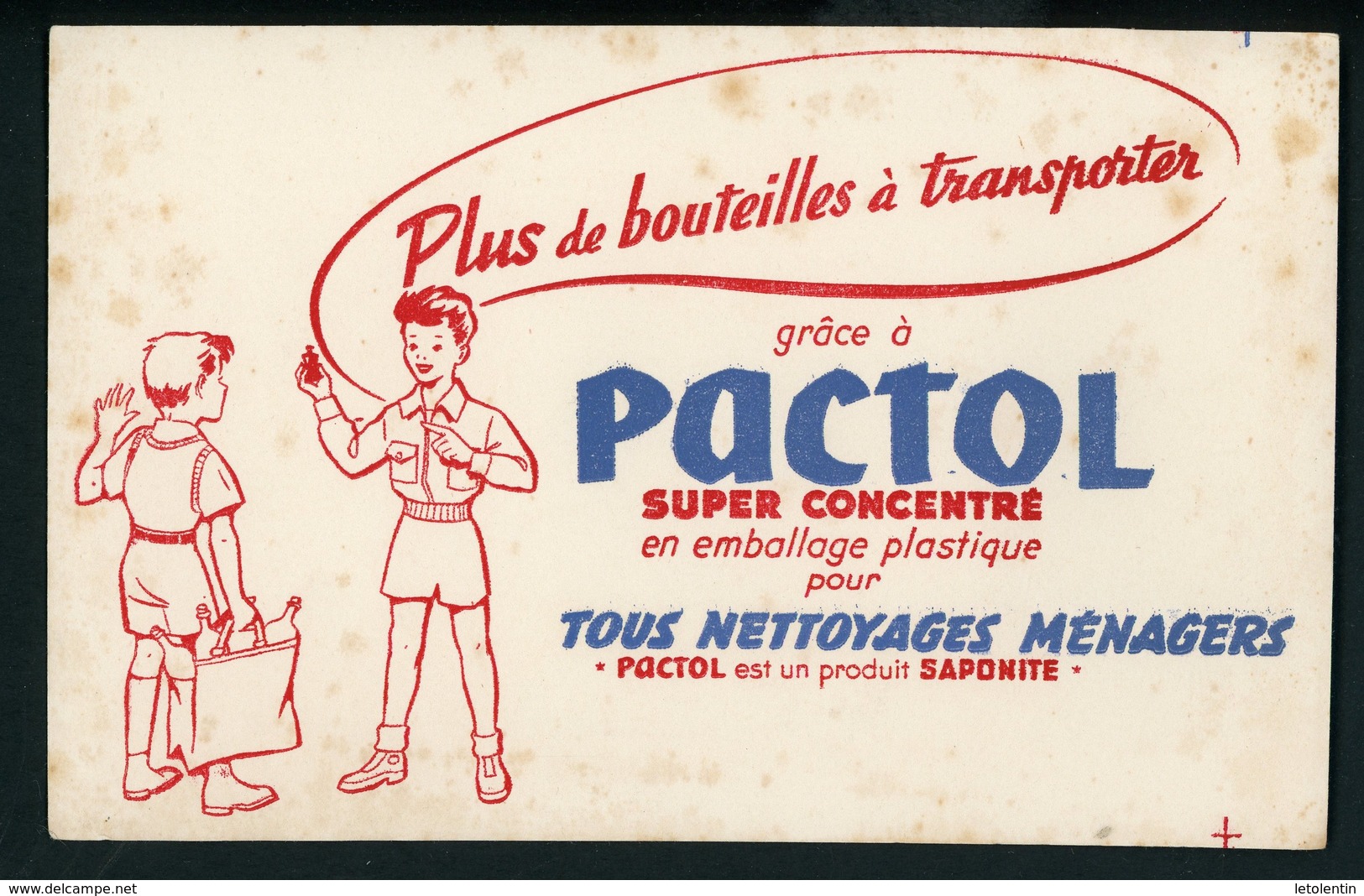 BUVARD:  PACTOL SUPER CONCENTRÉ - FORMAT  Env. 13,5X21 Cm - Produits Ménagers