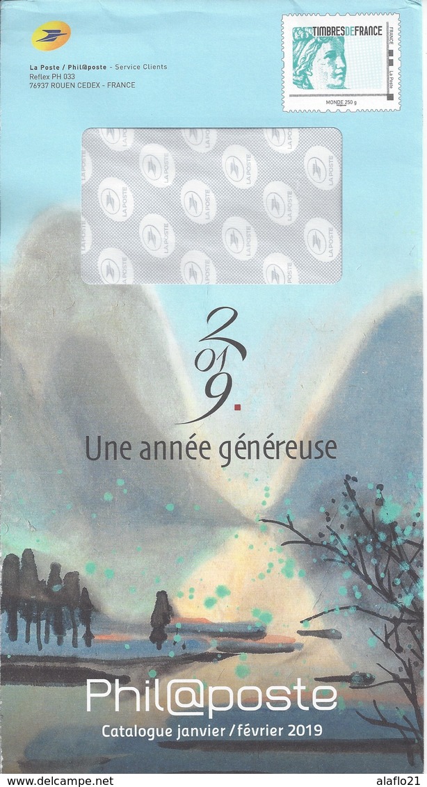 ENVELOPPE CATALOGUE PHILAPOSTE - Janvier/Février 2019 - Monde 250g - Prêts-à-poster:  Autres (1995-...)