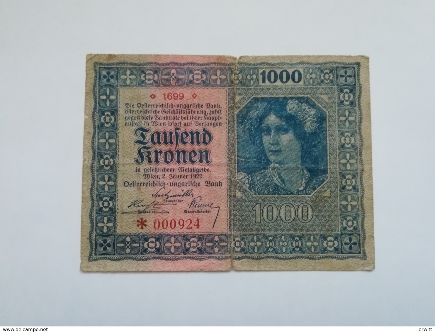 AUSTRIA 1000 KRONEN 1922 - Austria