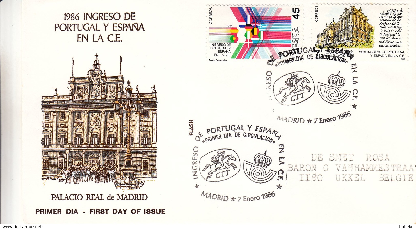 Espagne - Lettre De 1986 - Oblit Madrid - Idées Européennes - Drapeaux - - Cartas & Documentos