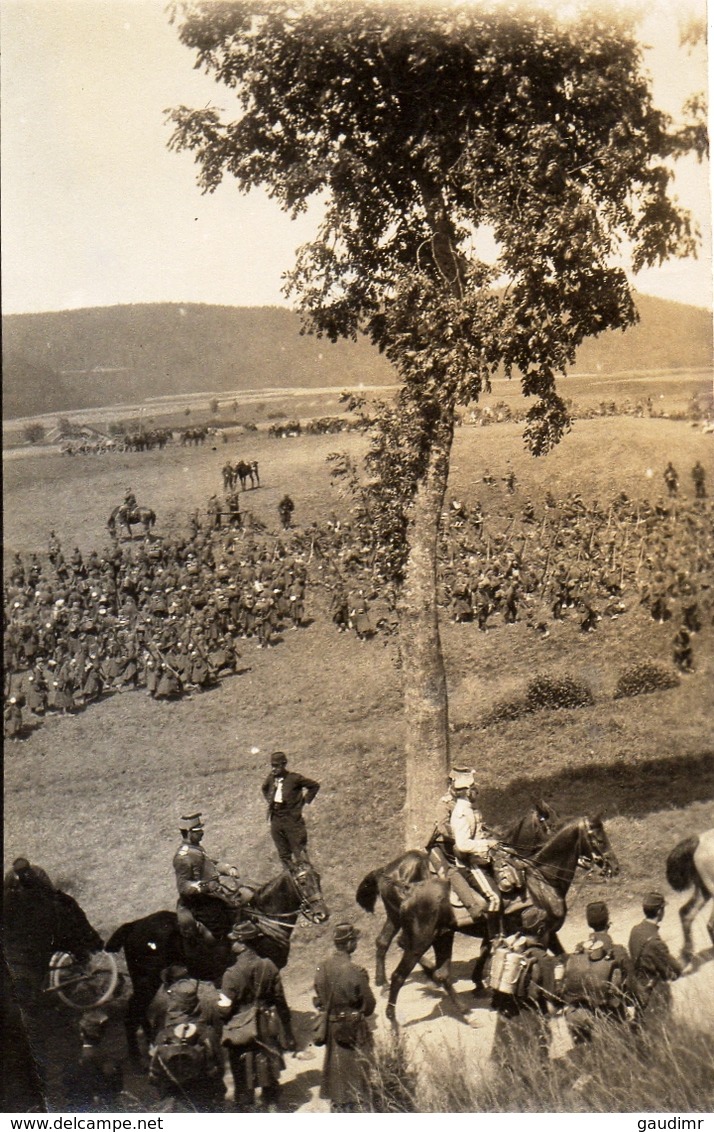 PHOTO FRANÇAISE - CHASSEURS A CHEVAL A SAALES PRES DE BOURG BRUCHE DANS LE BAS RHIN - GUERRE 1914 1918 - 1914-18