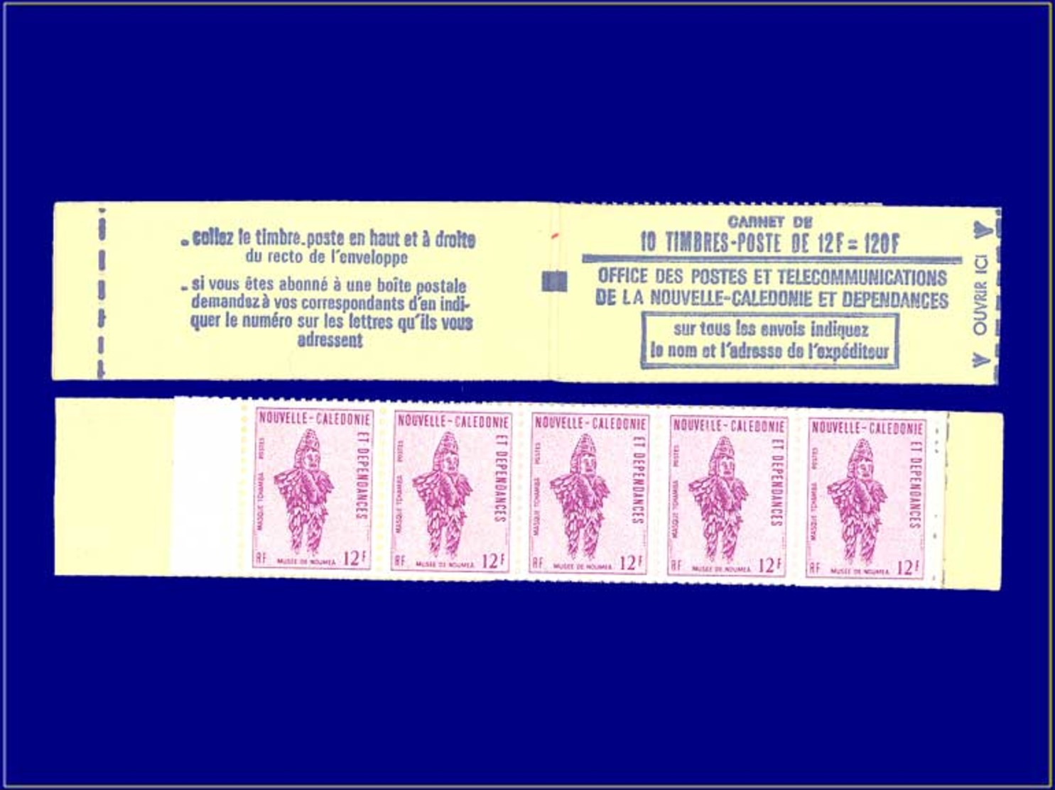 NOUVELLE-CALEDONIE Carnets ** - C 386, Carnet 120f: 12f Masque Lilas. (Maury 1) - Cote: 235 - Other & Unclassified