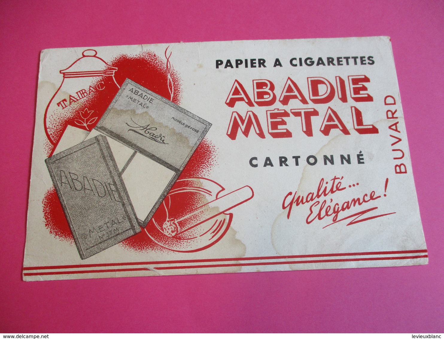 Buvard / Papier à Cigarette/ Abadie Métal/Cartonné/ Qualité Elégance //1930-1950   BUV291 - Tabak & Cigaretten
