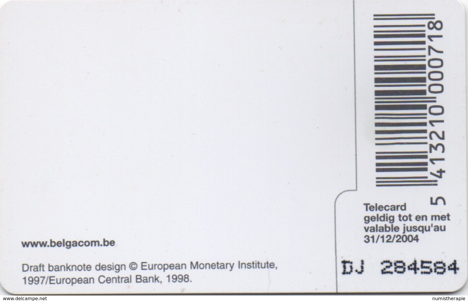Télécarte Belgacom : 5 EUR Billet De Banque (202 BEF) Valable Jusqu'au 31/12/2004 - Stamps & Coins