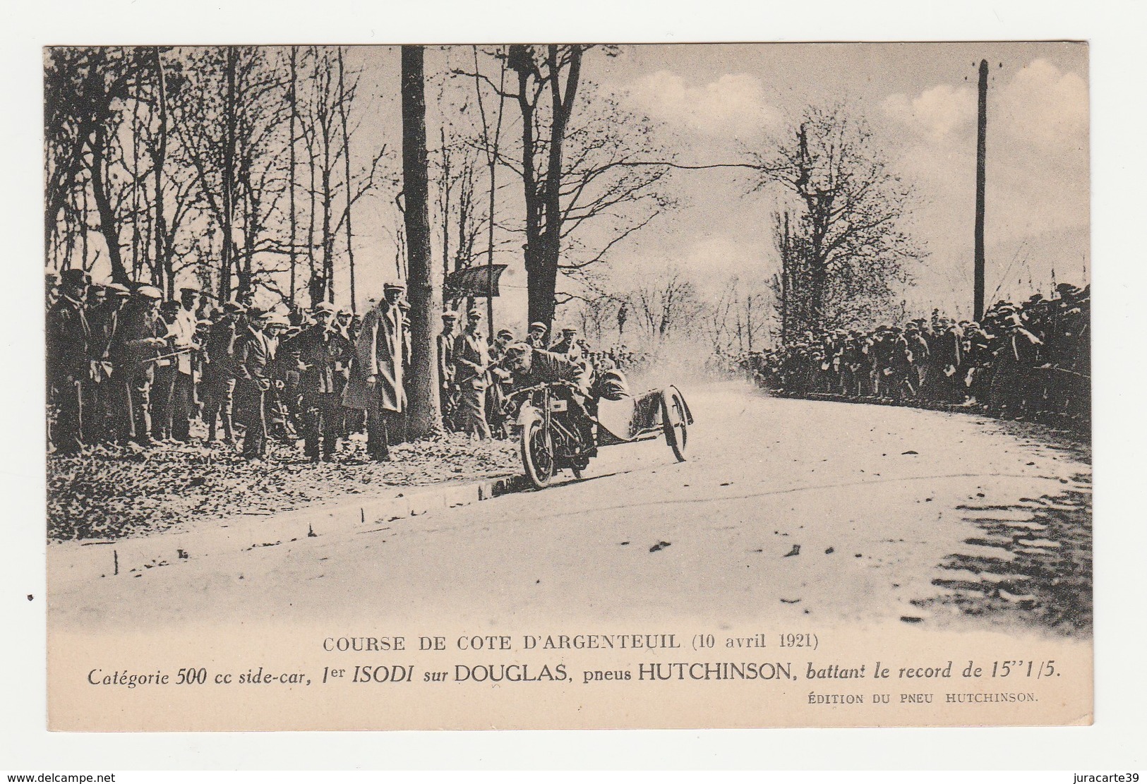 Course De Cote D'Argenteuil (10 Avril 1921).Catégorie 500 Cc Side Car,1er ISODI Sur Douglas,pneus Hutchinson.Automobile. - Autres & Non Classés