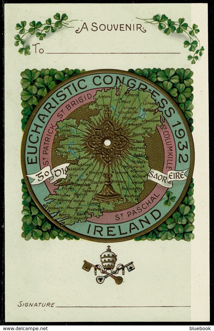 Ref 1274 - 1932 Ireland Postcard - Eucharistic Congress Souvenir Card - Religion Theme - Other & Unclassified