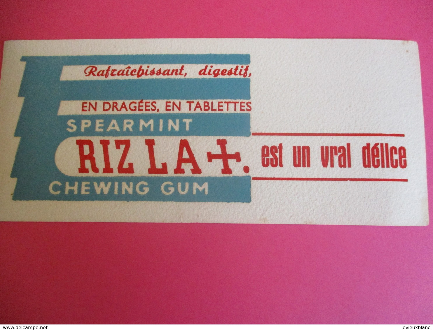 Buvard / Papier à Cigarettes/ RIZZALA+/ Chewing Gum/Rafraîchissant/Spearmint/Un Vrai Délice/1930-1950   BUV294 - Tabak & Cigaretten