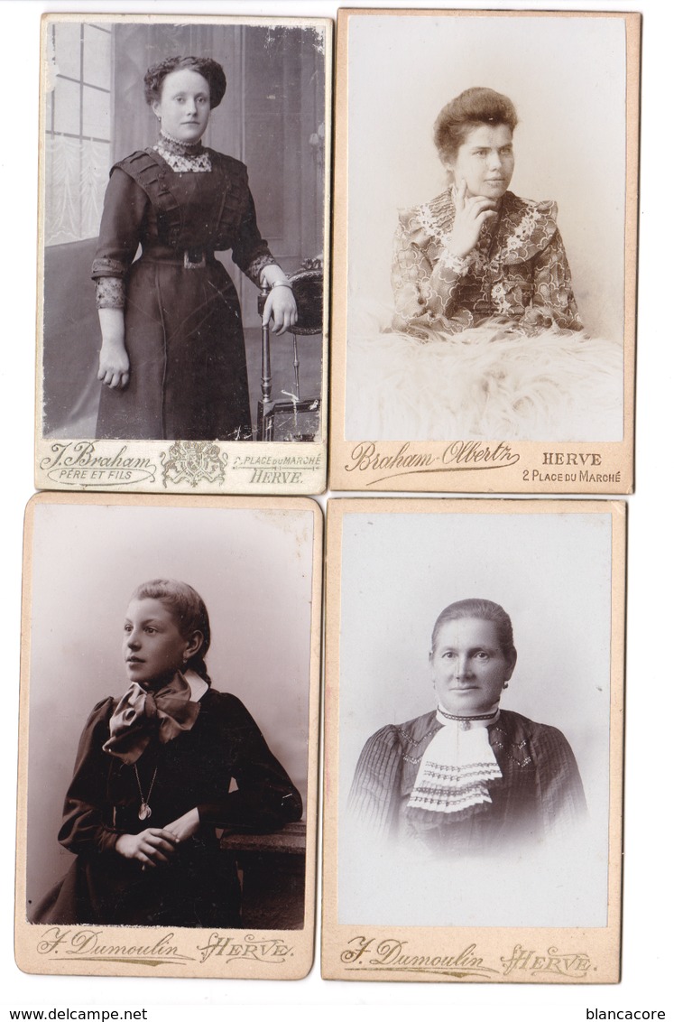 HERVE Lot De 4 Photos De Cabinet Photographes: Dumoulin & Braham - Personnes Anonymes