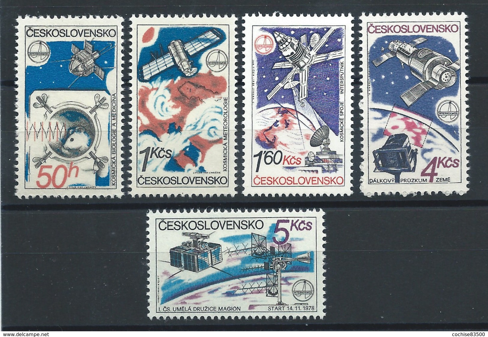 Tchécoslovaquie N°2386/90** (MNH) 1980 - "Intercosmos" Recherche Spatiales - Neufs