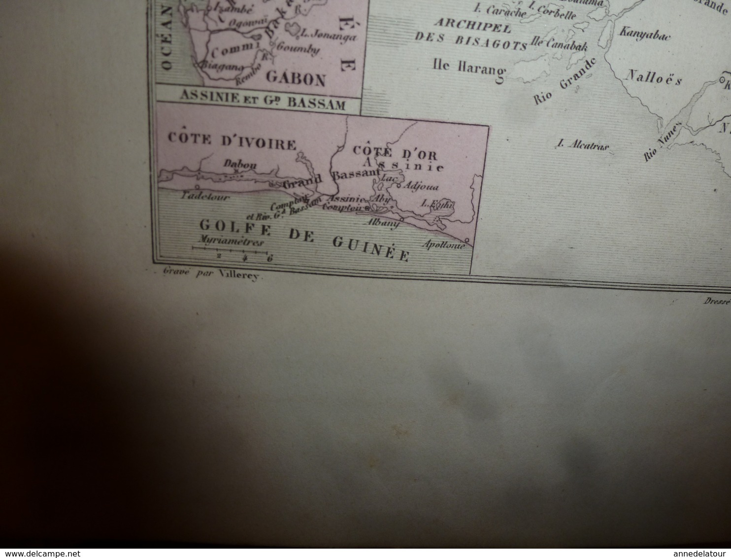 1880 : La SENEGAMBIE (Saint-Louis,Gorée,Dakar,Médines,Toro,etc)--->Carte Géo.-Descriptive en taille douce par Migeon