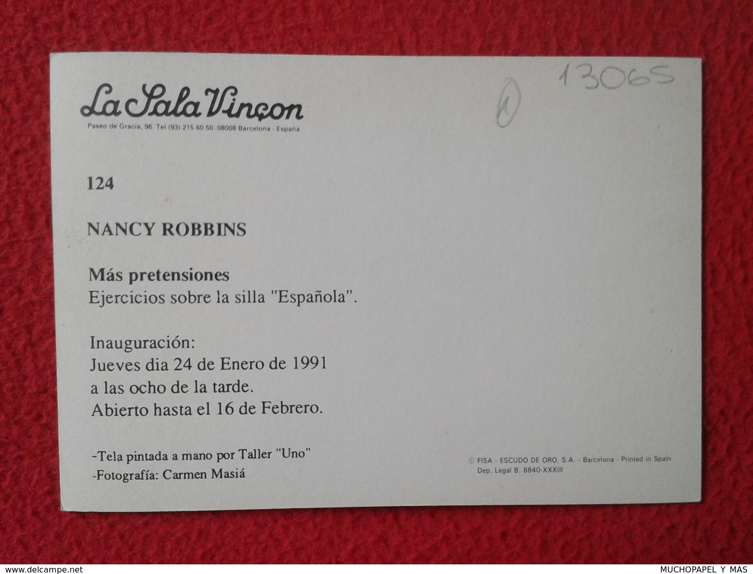 SPAIN TARJETA TIPO POSTAL POST CARD CARTE POSTALE PUBLICITARIA PUBLICIDAD ADVERTISING NANCY ROBBINS LA SALA VINÇON VER - Publicidad