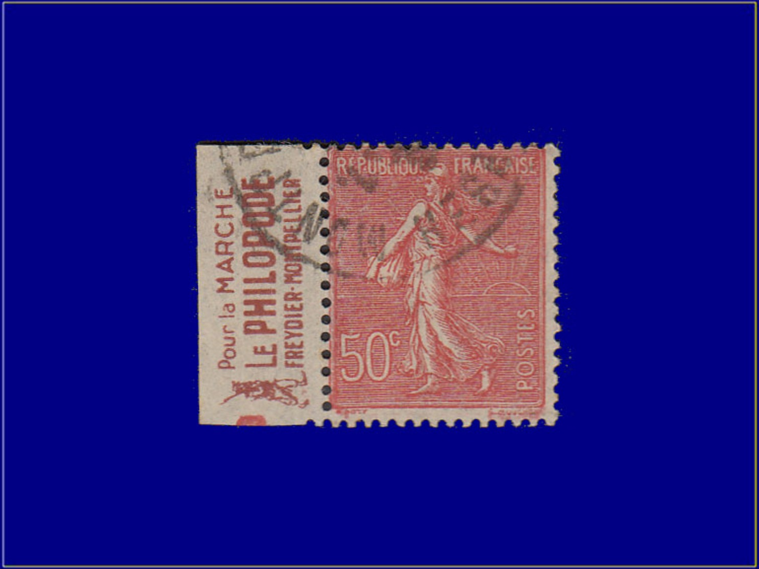 FRANCE Poste O - 199, Avec Publicité "Le Philopode": 50c. Lignée - Used Stamps