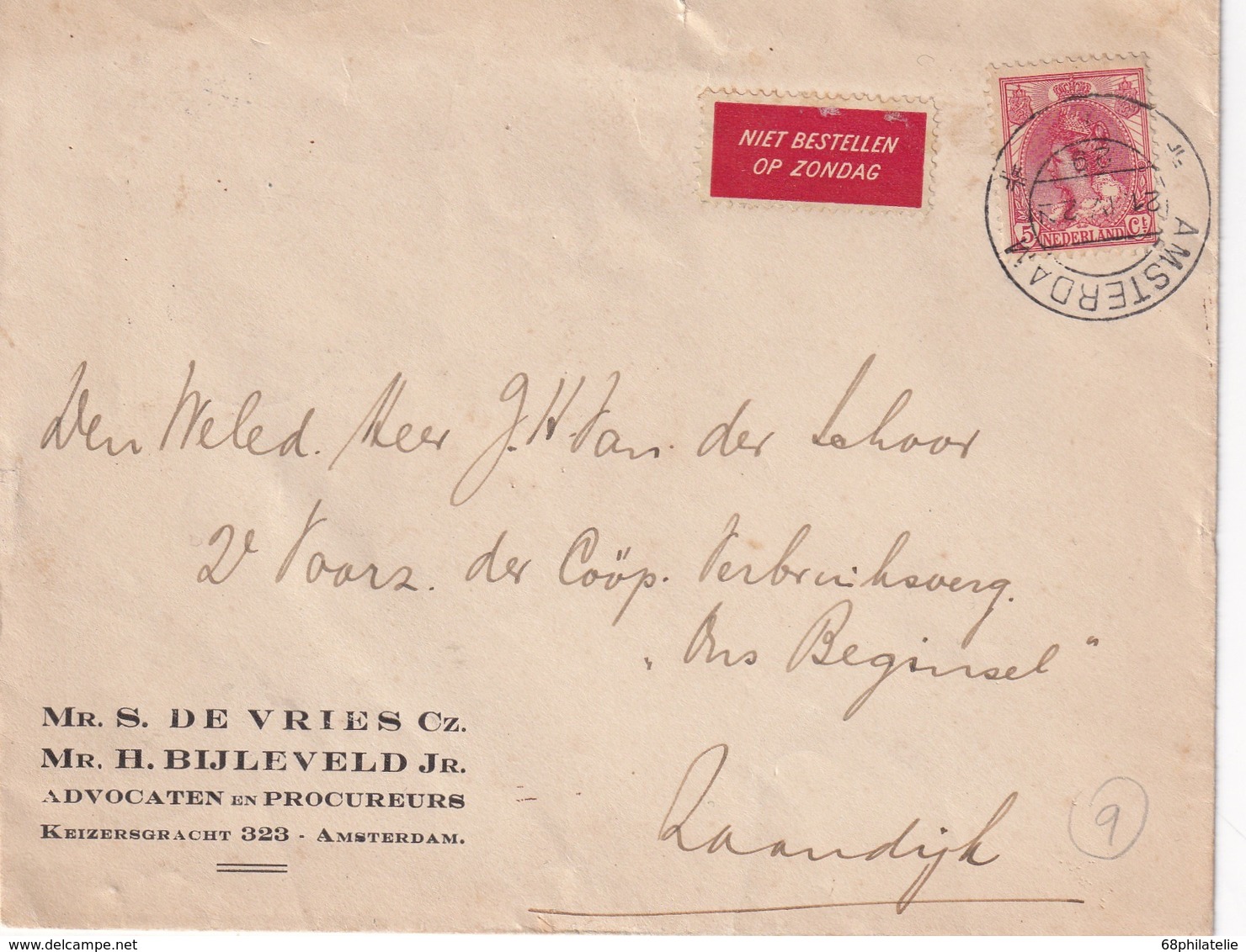 PAYS-BAS 1929 LETTRE DE AMSTERDAM - Lettres & Documents