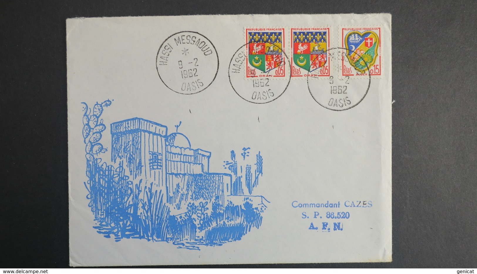 Algerie Lettre De Hassi Messaoud Oasis Fevrier 1962 Pour SP 86 520 A.F.N - Covers & Documents