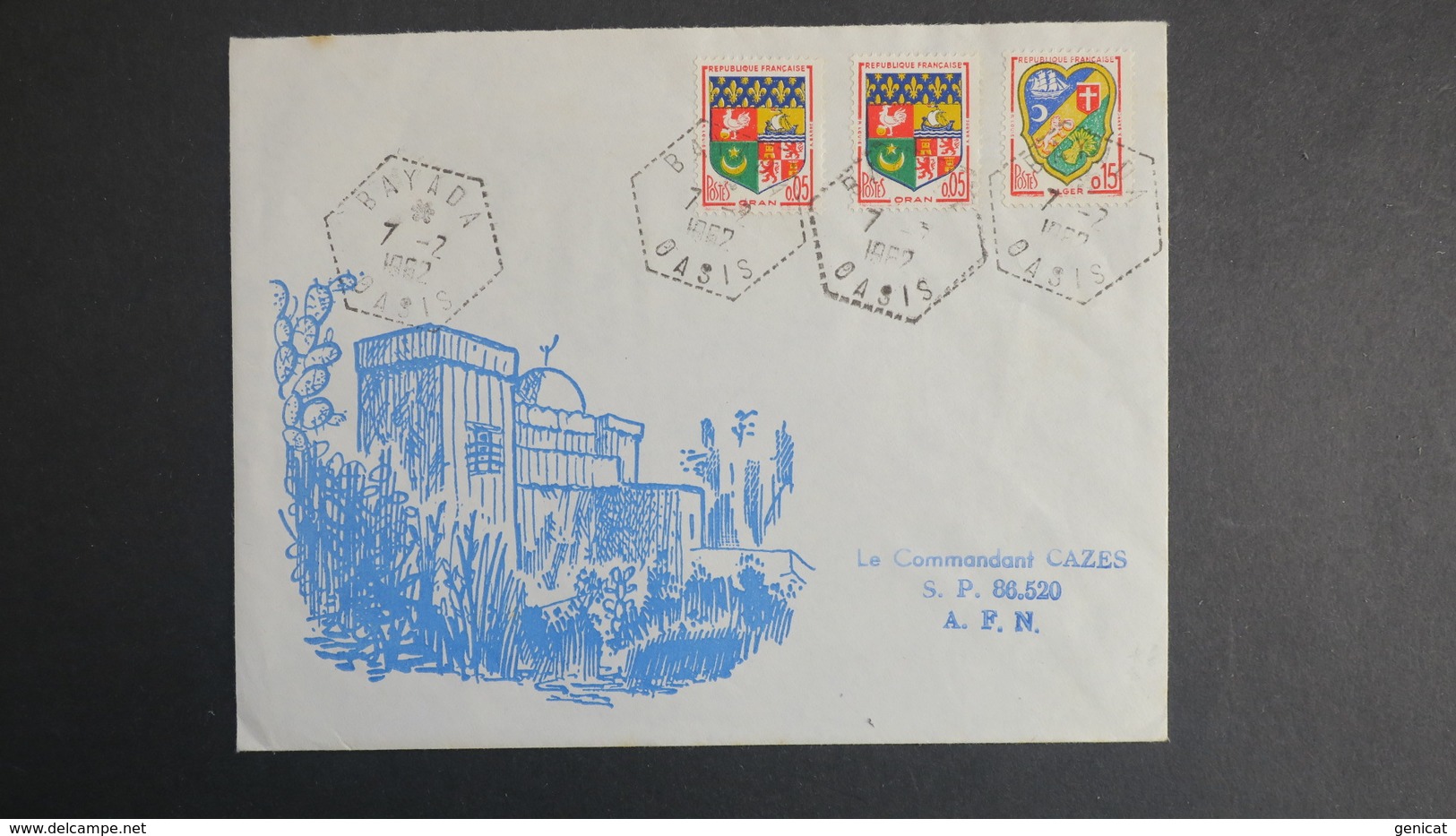 Algerie Lettre De Bayada Oasis Fevrier 1962 Pour SP 86 520 A.F.N - Briefe U. Dokumente