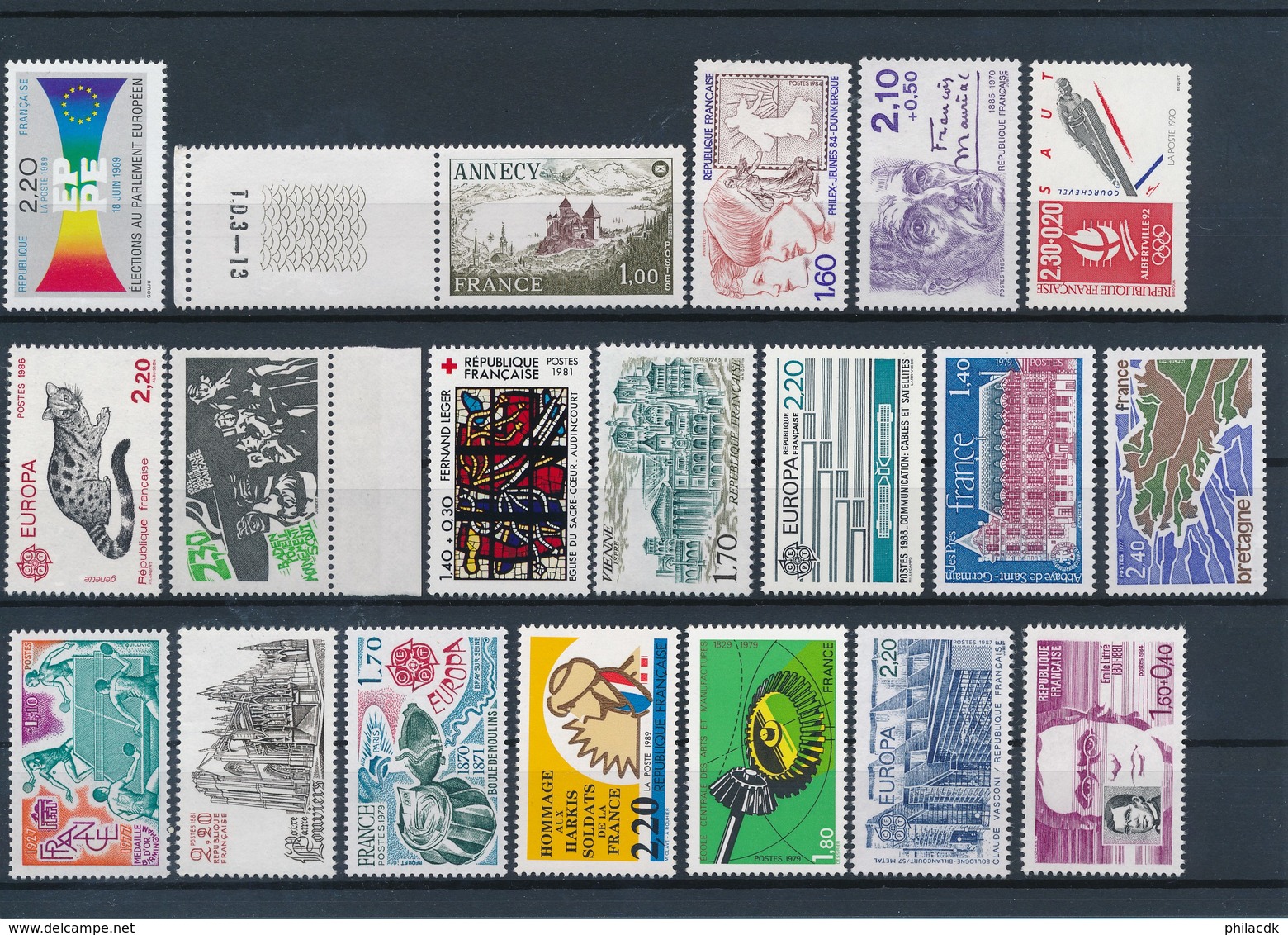 FRANCE - LOT DE 19 TIMBRES NEUFS** SANS CHARNIERE VENDUS A -50% DE LA FACIALE : 35F60 SOIT 5€42 - Collections