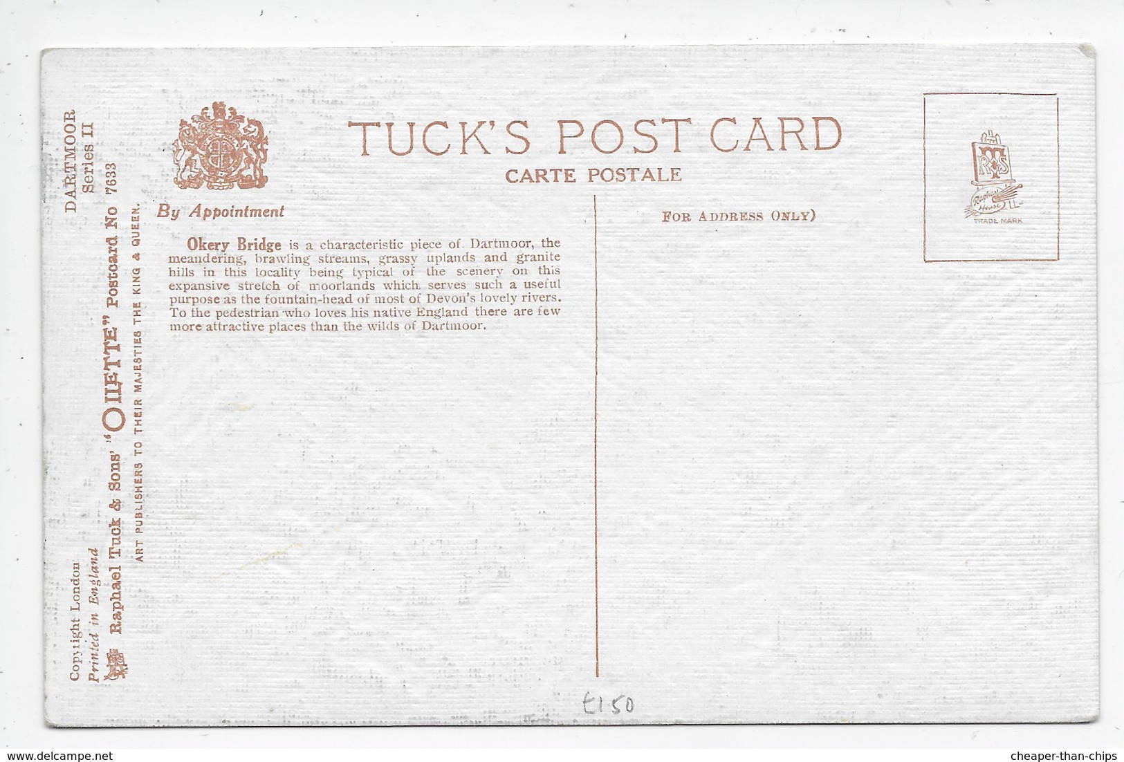 Dartmoor, Near Okery Bridge - Tuck Oilette 7633 - Other & Unclassified