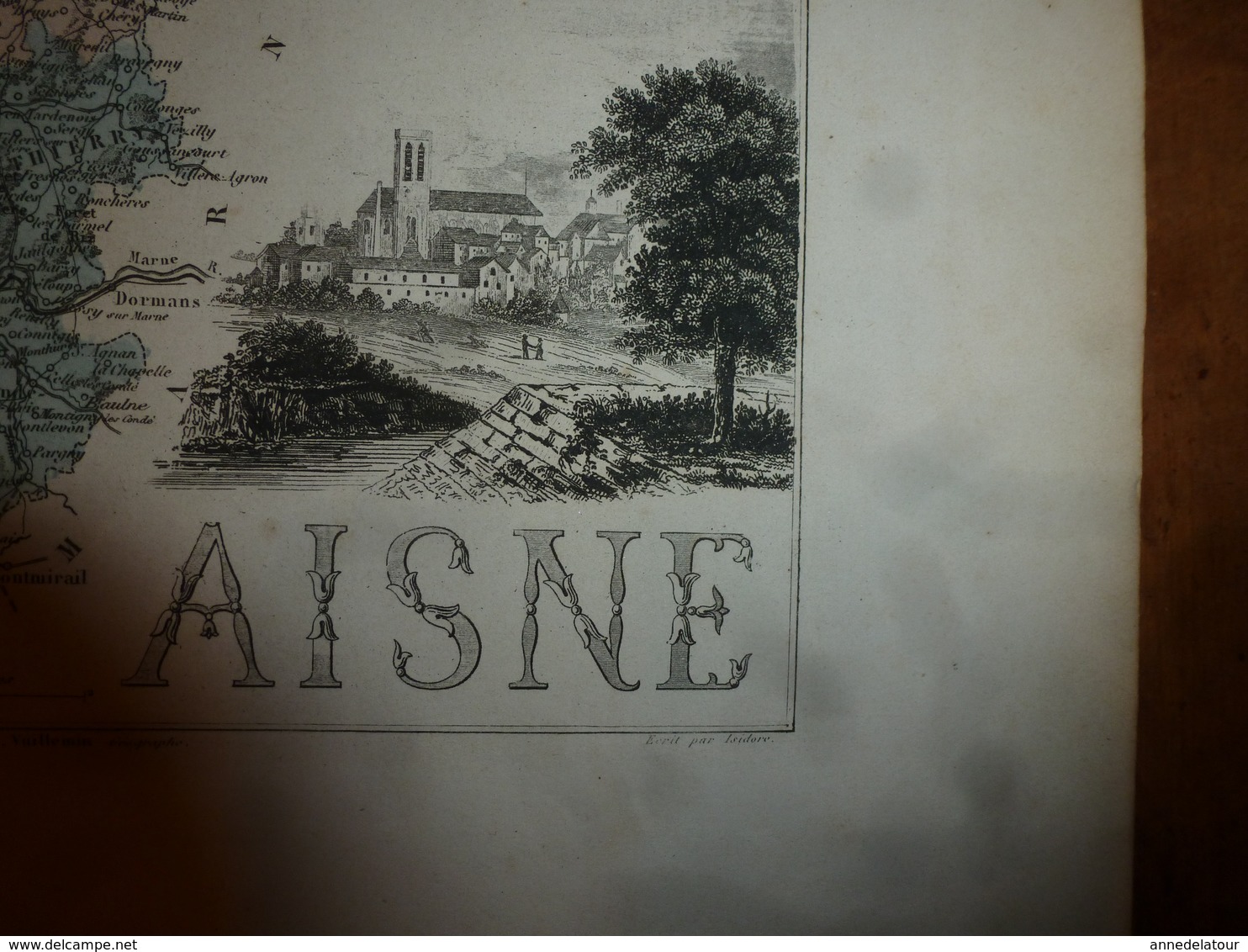 1880 :AISNE (Laon,Chateau-Thierry,St-Quentin,Soissons )Carte Géographique-Descriptive:grav.taille douce-Migeon,géographe