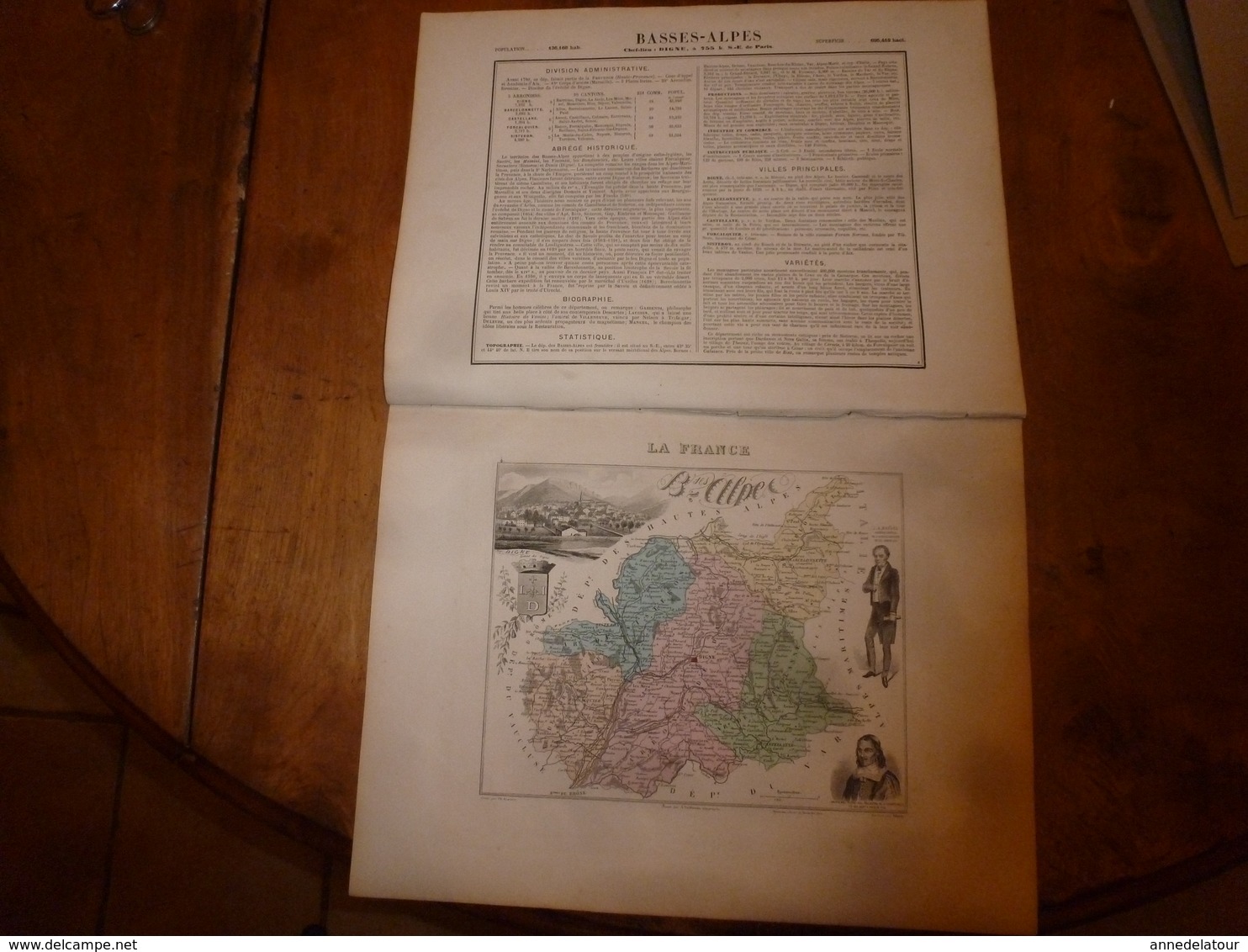 1880 :BASSES-ALPES (Digne,Sisteron,Barcelonnette,etc)  Carte Géographique-Descriptive:grav.taille Douce-Migeon,géographe - Cartes Géographiques