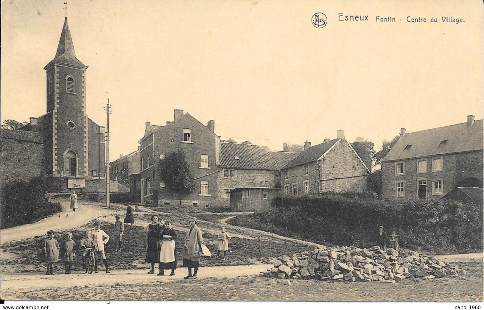 Esneux - Fontin - Centre Du Village - Eglise - NELS - Circulé: 1925 - 2 Scans - Esneux