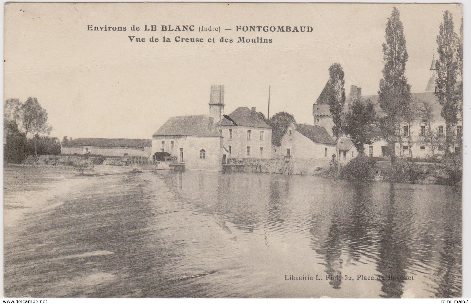 CARTE POSTALE   FONTGOMBAUD 36  Vue De La Creuse Et Des Moulins - Autres & Non Classés