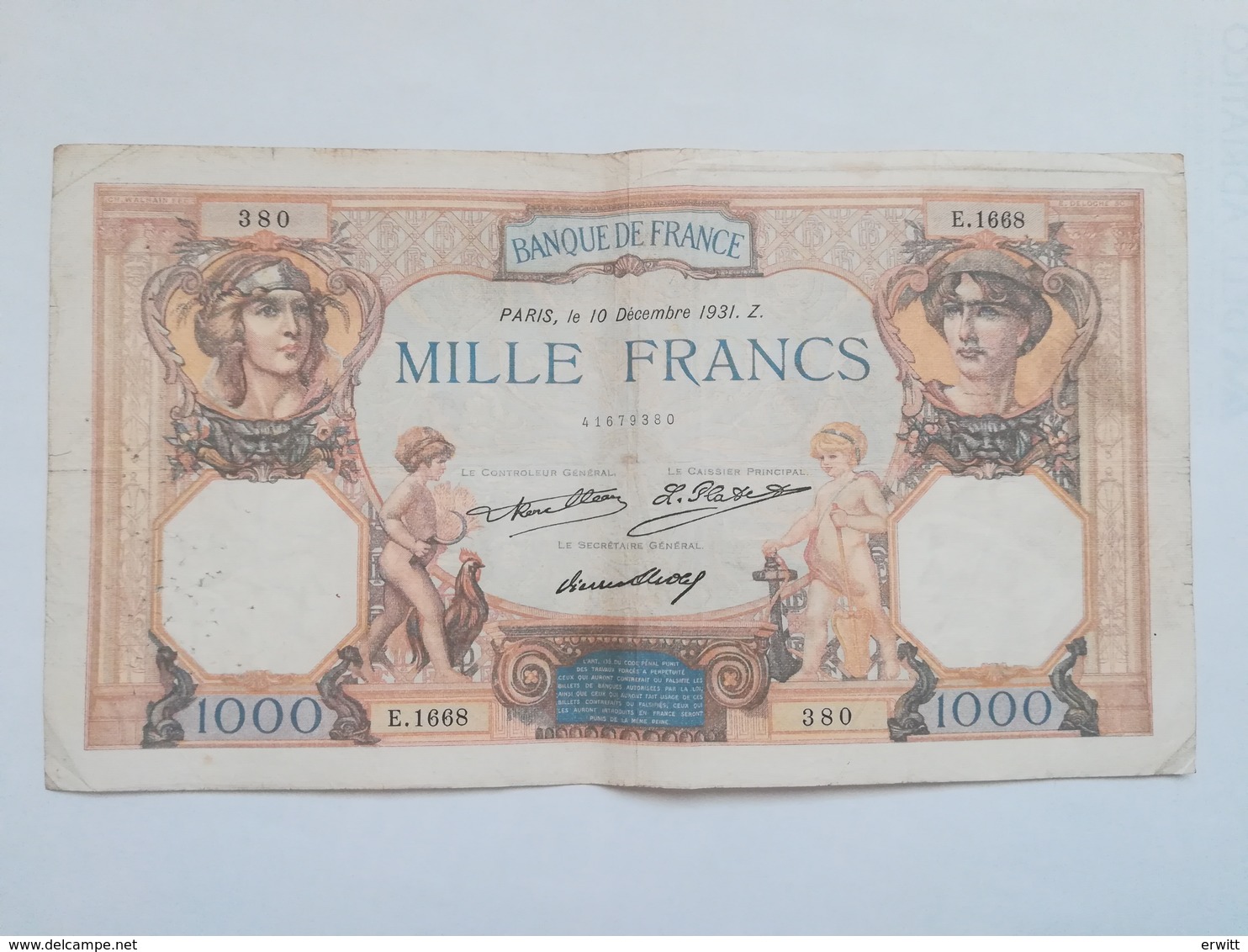 FRANCIA 1000 FRANCS 1931 - 1 000 F 1927-1940 ''Cérès Et Mercure''