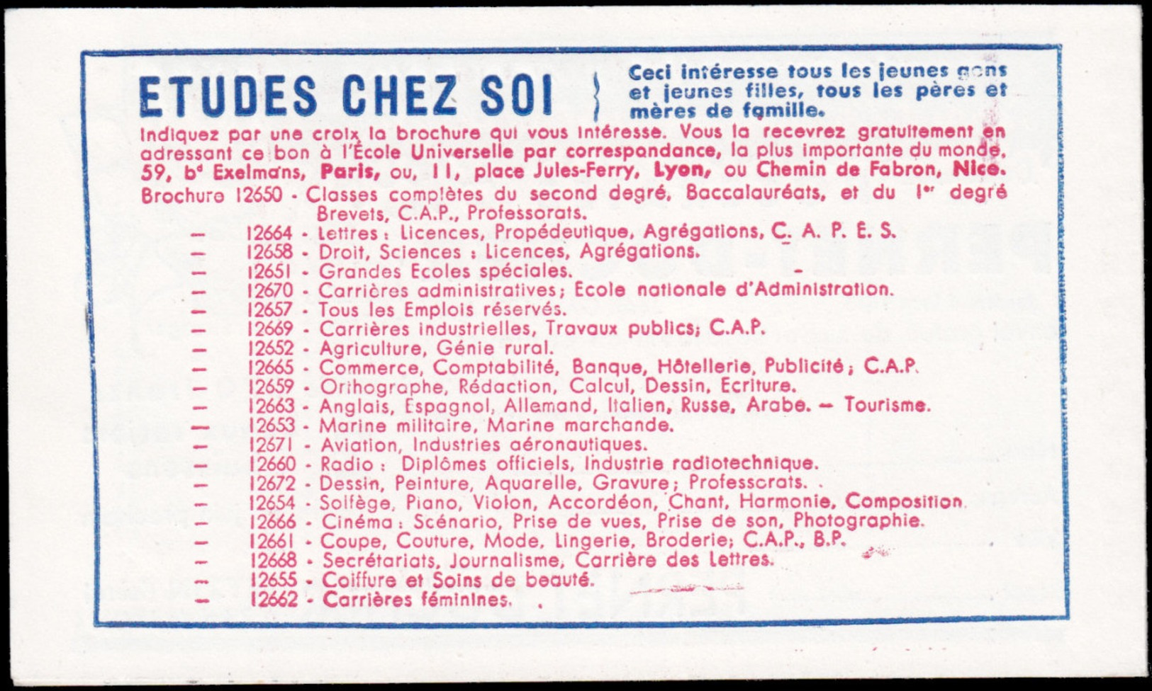FRANCE Carnets  886-C13, Série 15, Cd. 20/1/55: 15f. Gandon Bleu Type I, Excel-Bic-Excel-Bic Rose*/montre* - Autres & Non Classés