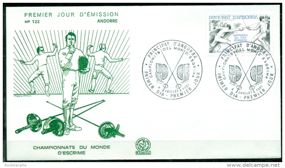 FDC  # Andorre-French Andorra-1981 # Sport #Escrime,Fechten-WM,fencing,world Championship,championnats Du Monde. - Escrime