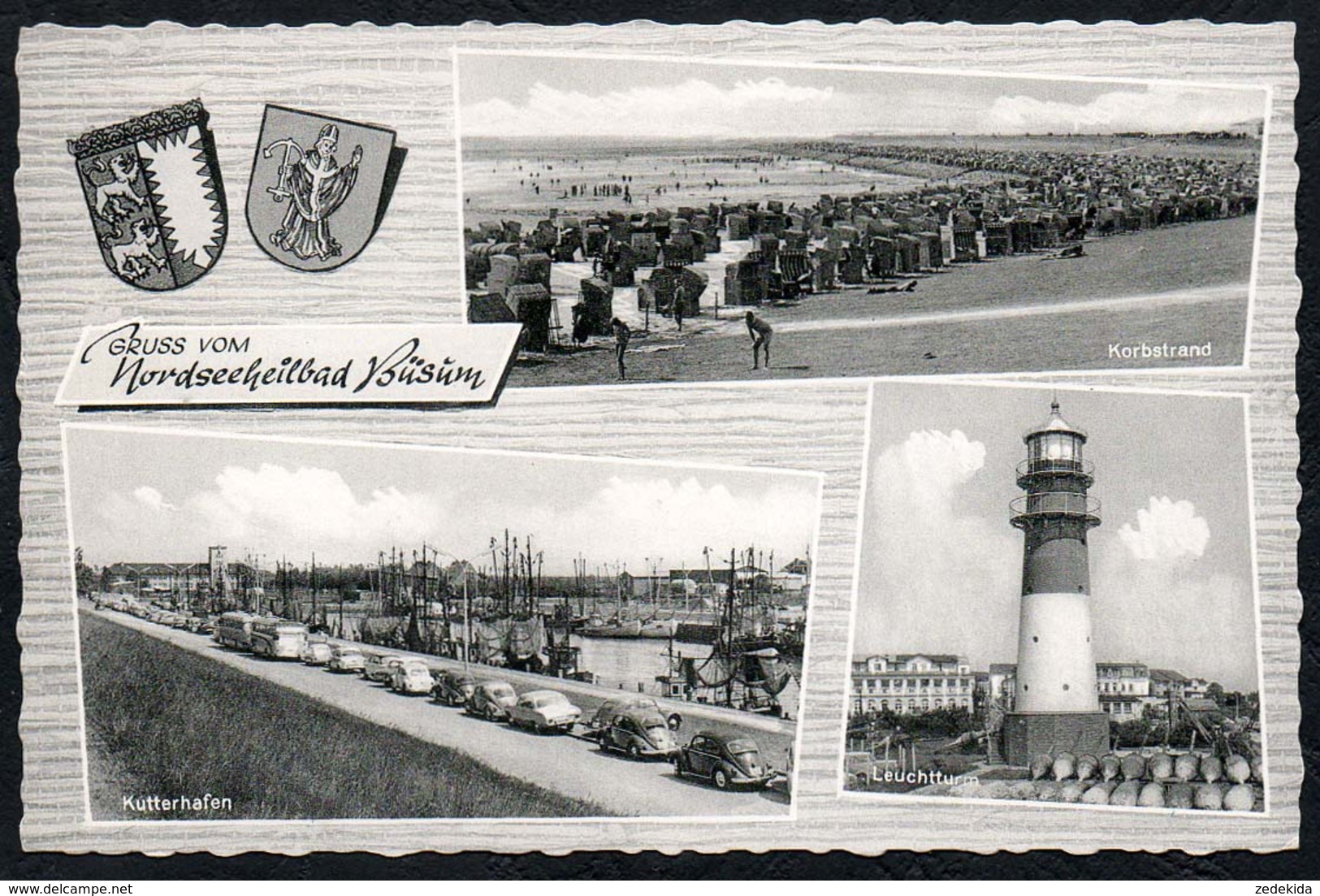 C2897 - TOP Büsum Gruß Aus - MBK - Leuchturm Hafen Strand Wappen - Rubin - Buesum