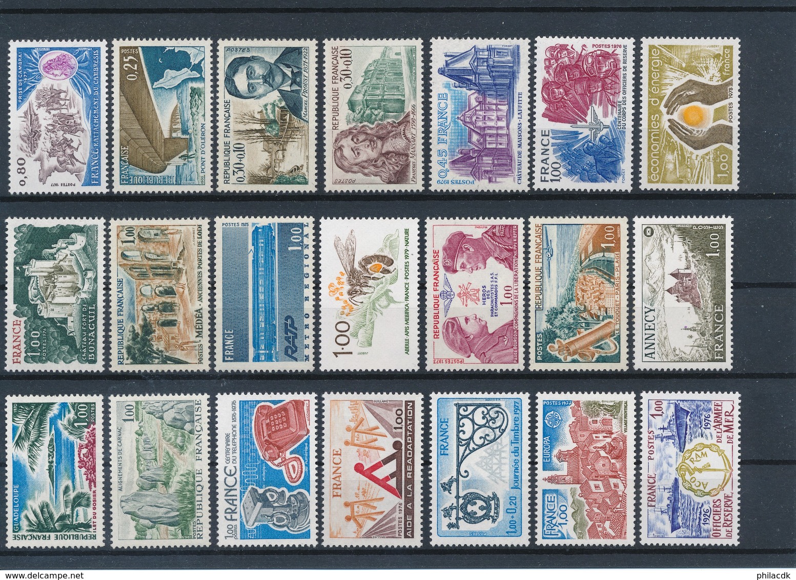 FRANCE - LOT DE 21 TIMBRES NEUFS** SANS CHARNIERE VENDUS A -50% DE LA FACIALE : 18F10 SOIT 2€75 - Verzamelingen