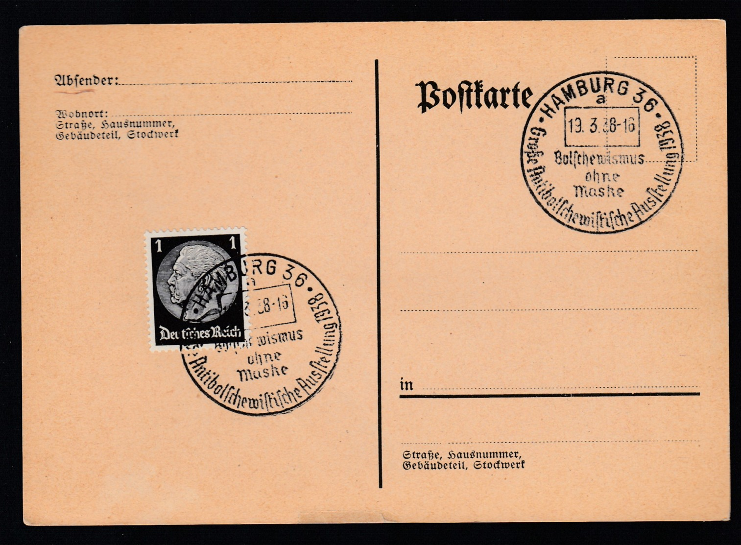Deutsches Reich Postkarte Sonderstempel 1938 Hamburg Ungelaufen Lot 839 - Maschinenstempel (EMA)