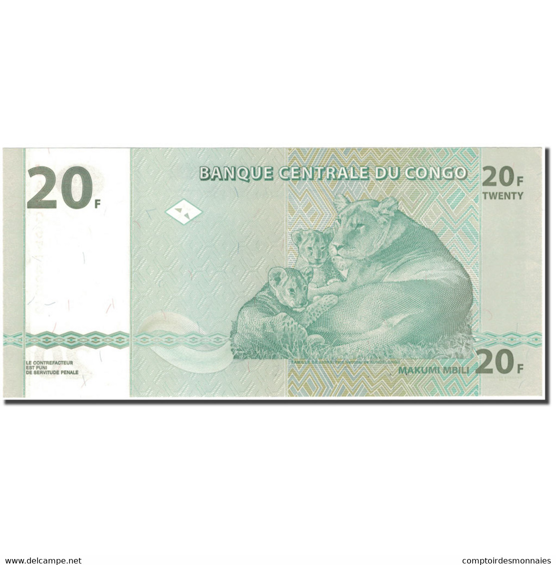 Billet, Congo Democratic Republic, 20 Francs, 2003-06-30, KM:94a, NEUF - Repubblica Del Congo (Congo-Brazzaville)