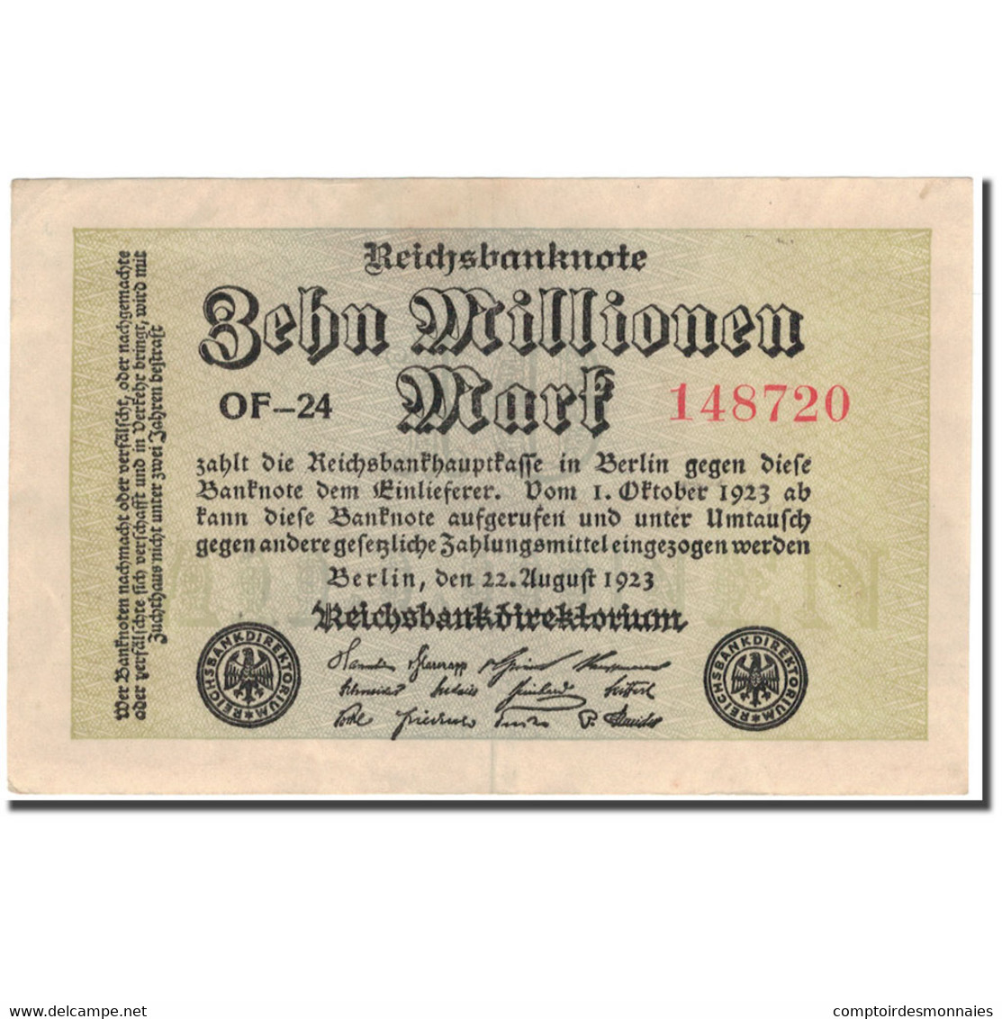 Billet, Allemagne, 10 Millionen Mark, 1923-08-22, KM:106a, SUP - 10 Millionen Mark