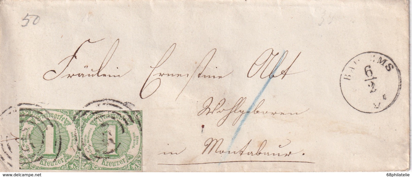 THURN UND TAXIS 1865 LETTRE DE BAD EMS - Autres & Non Classés